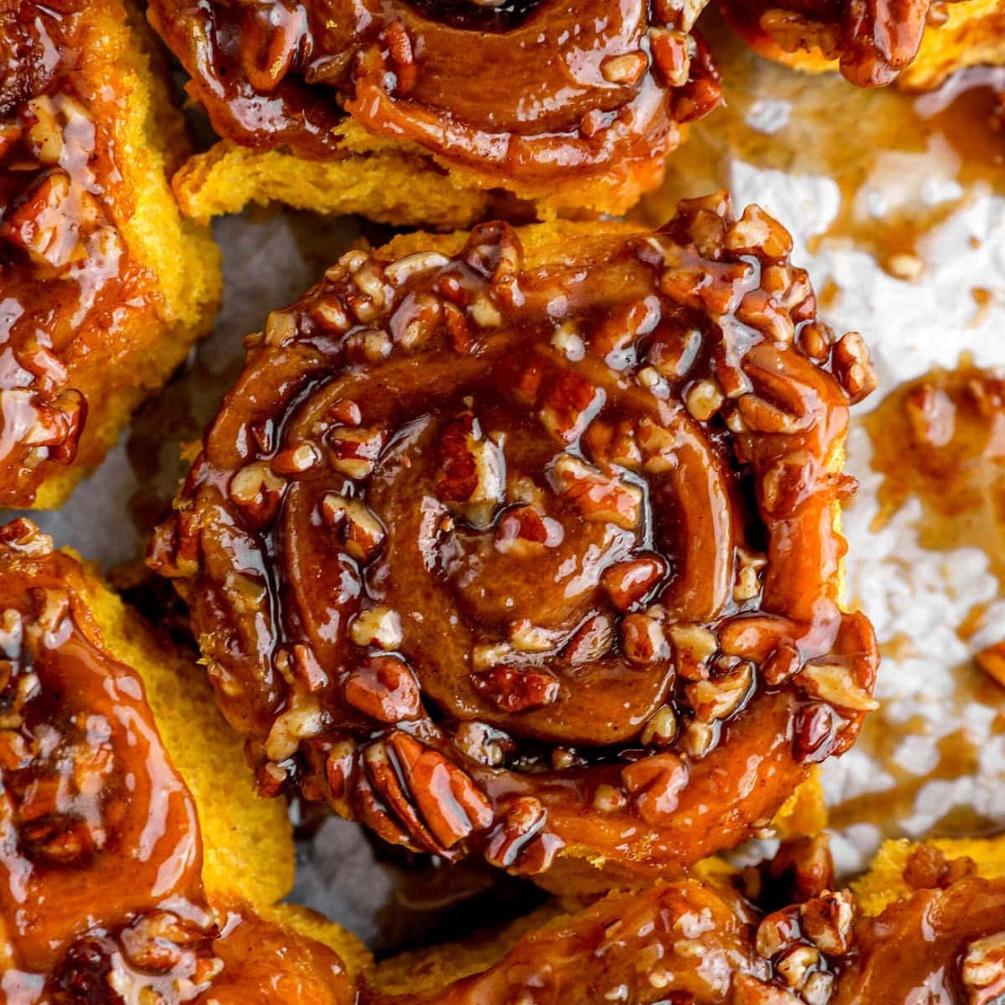 Spiced Pumpkin Pecan Sticky Buns