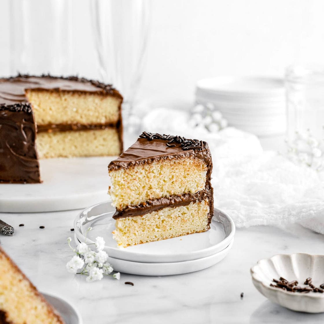 Yellow Cake with Chocolate Buttercream Frosting