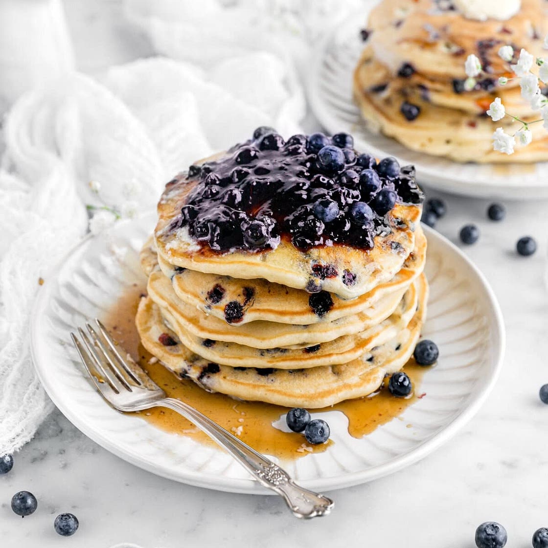 Fluffy Homemade Blueberry Pancakes