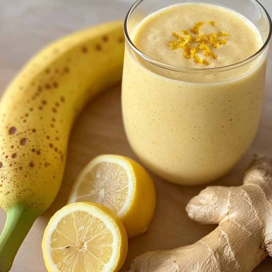 Banana, lemon, ginger smoothie