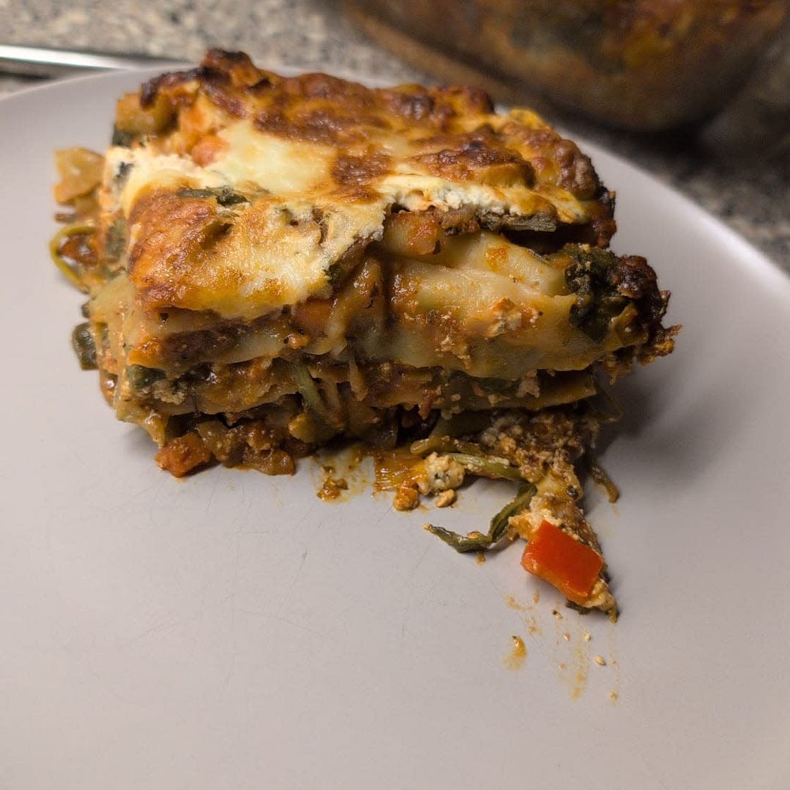 High Protein Chicken-Red Pesto Lasagna