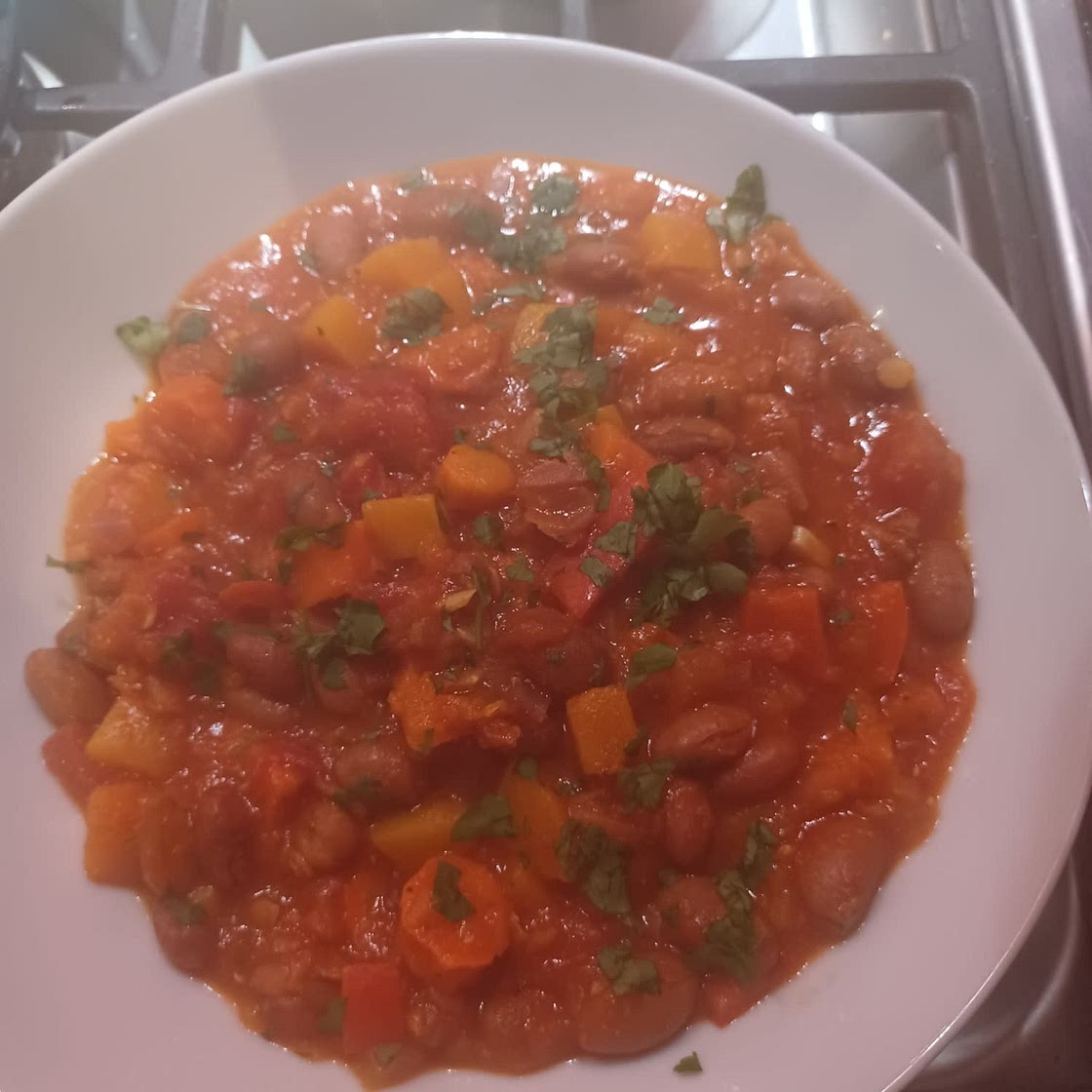 Butternut squash and borlotti bean stew