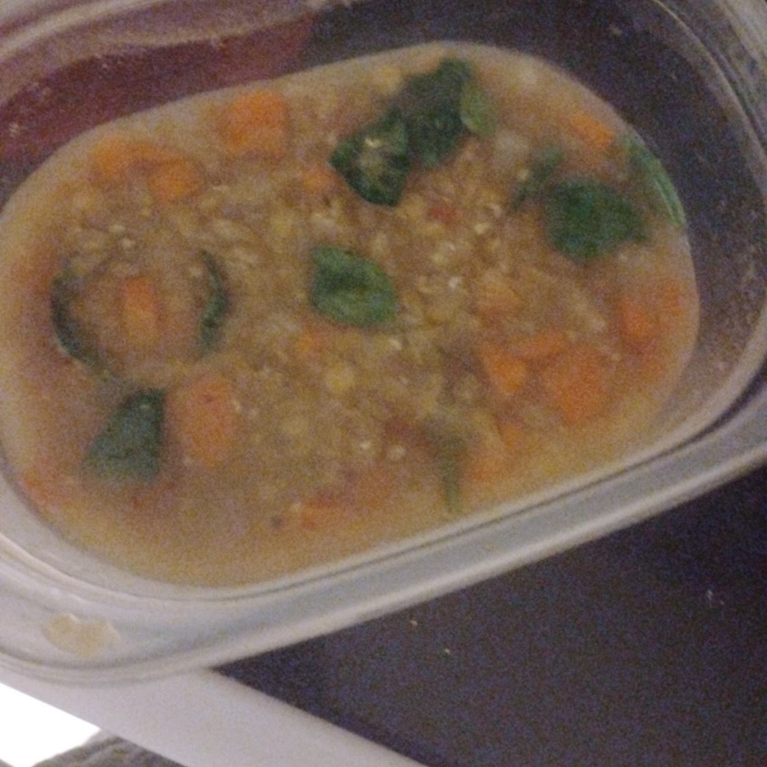 Single serving healthy vegan lentil soup