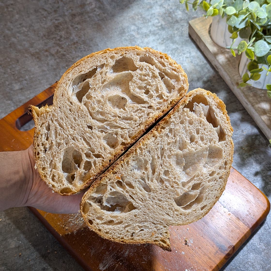 Sourdough Loaf 28% Swiss Dark flour, 69% hydration