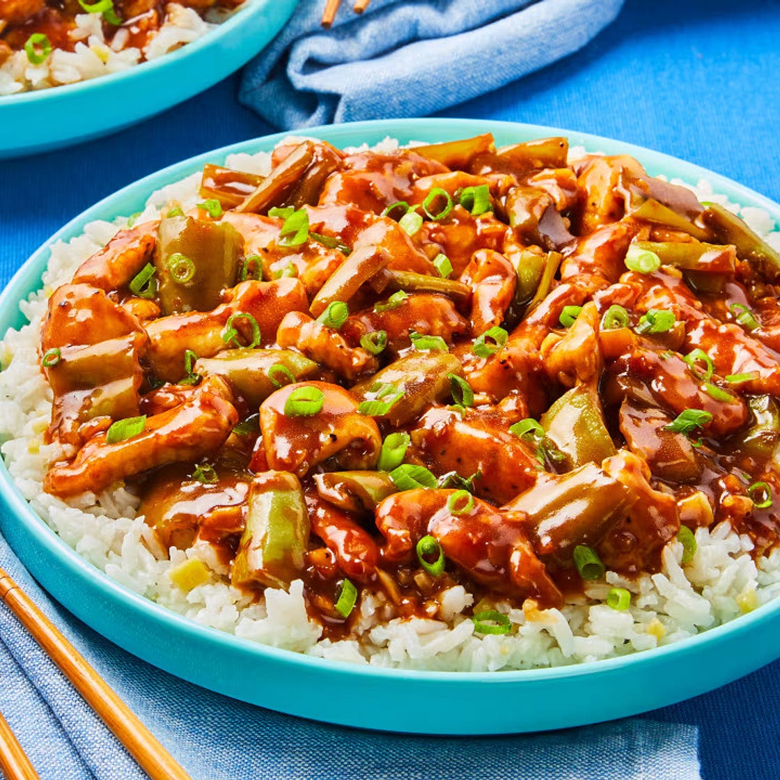 Saucy Chicken & Pepper Stir-Fry over Ginger Rice