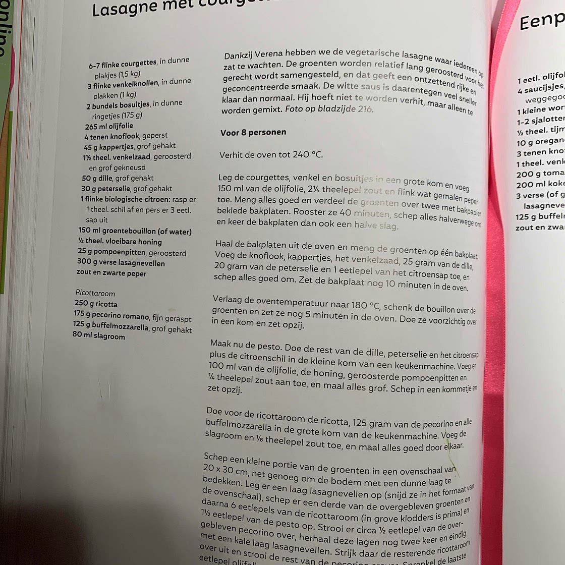 Lasagne met courgette en venkel