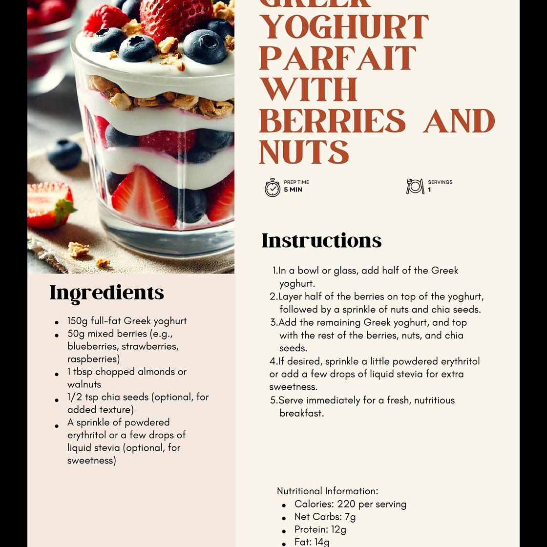 Greek Yogurt Parfait with Berries and nuts