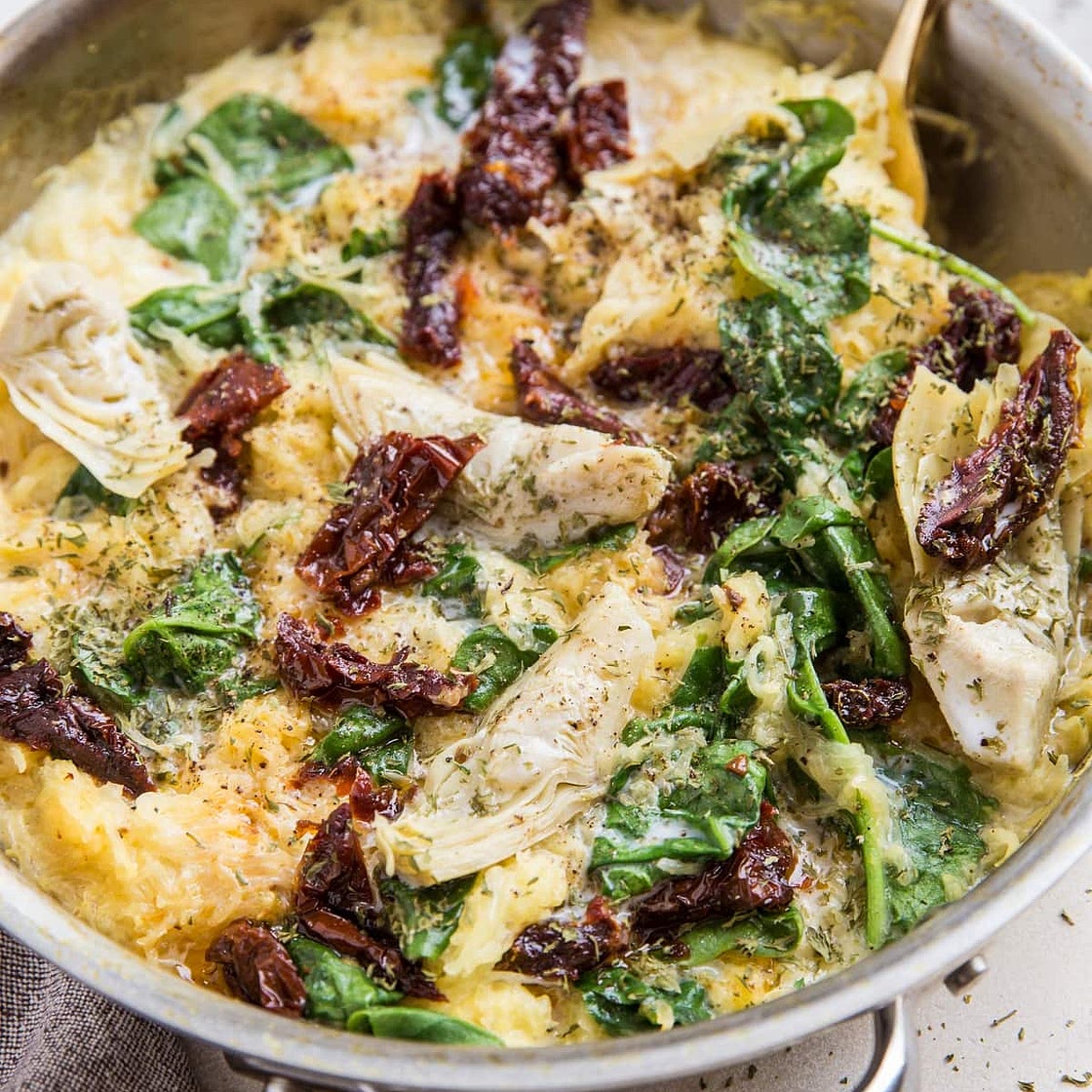 Creamy Vegan Tuscan Spaghetti Squash