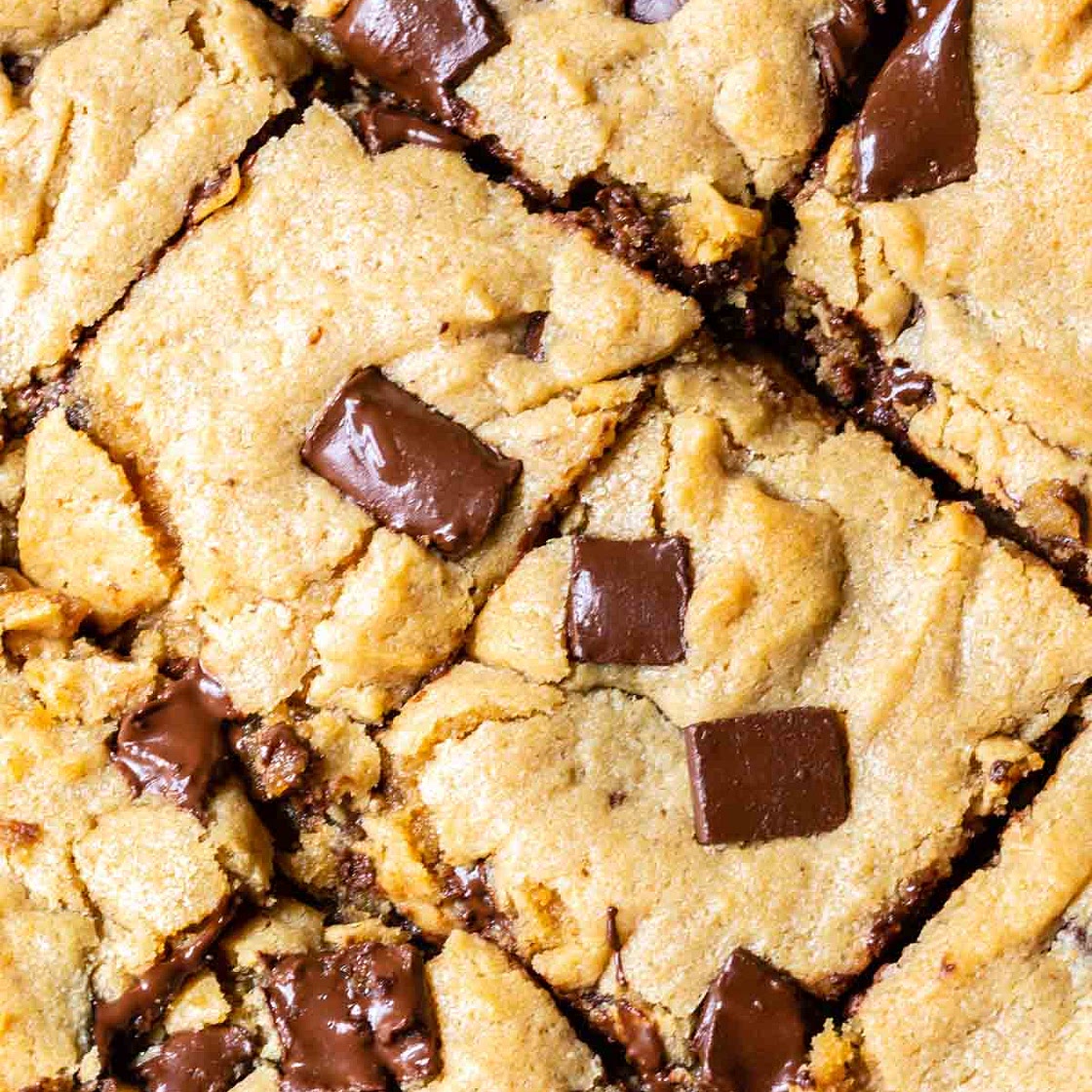 Gluten Free Peanut Butter Blondies with Chocolate Chips