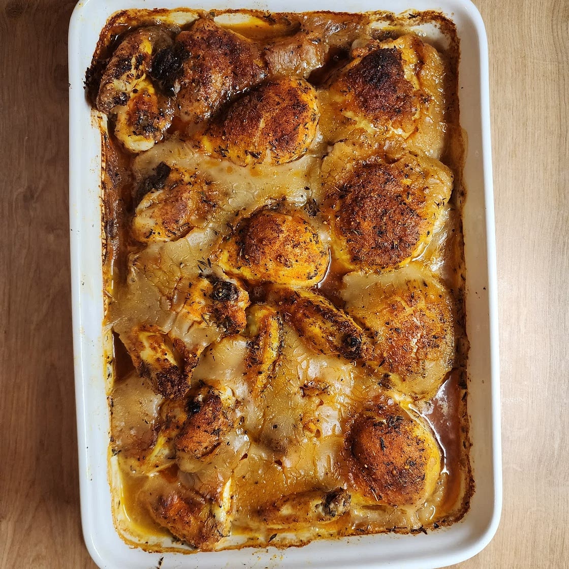 Gravy Baked Chicken (thighs & drumsticks) - 5 min prep!
