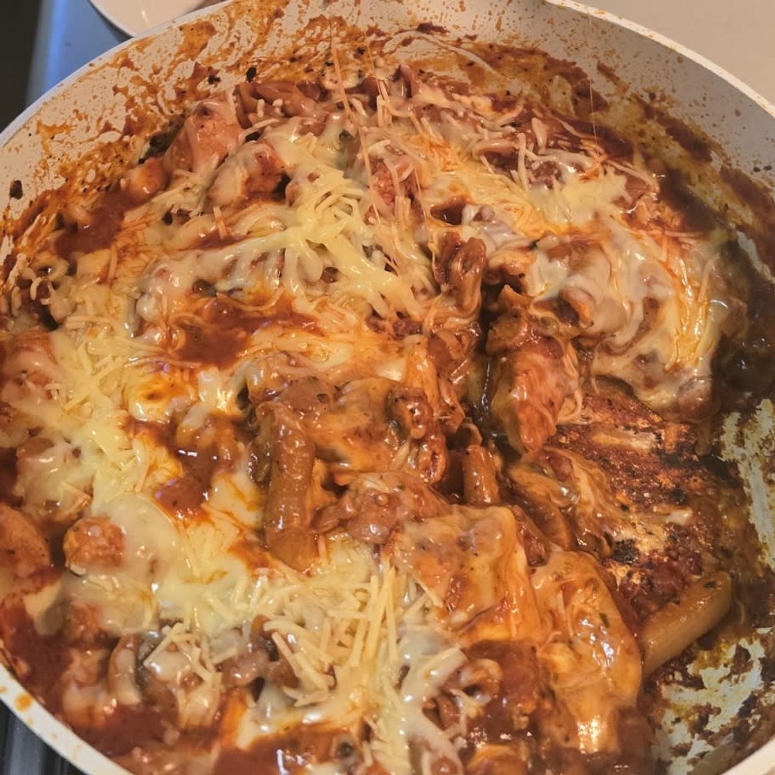 One Pot “Chicken Parm” Pasta