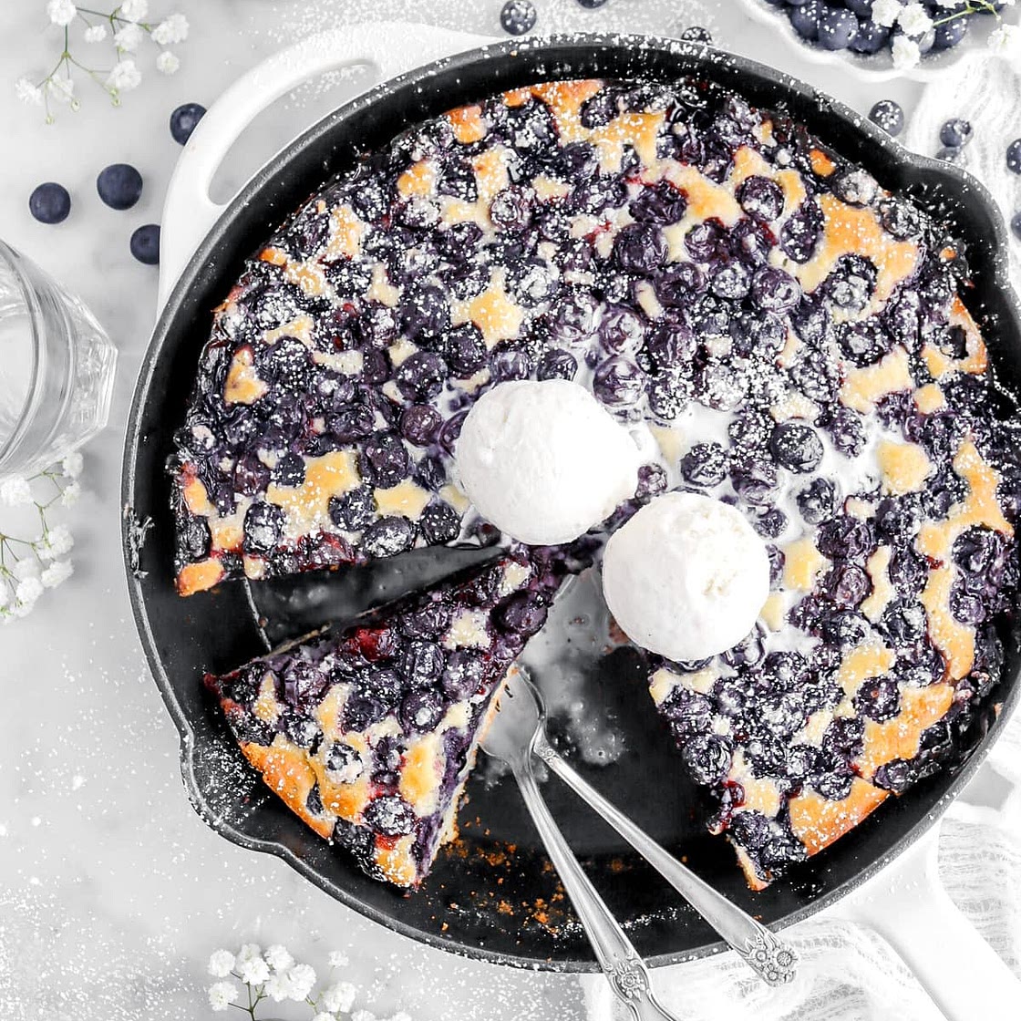Easy Skillet Blueberry Cobbler