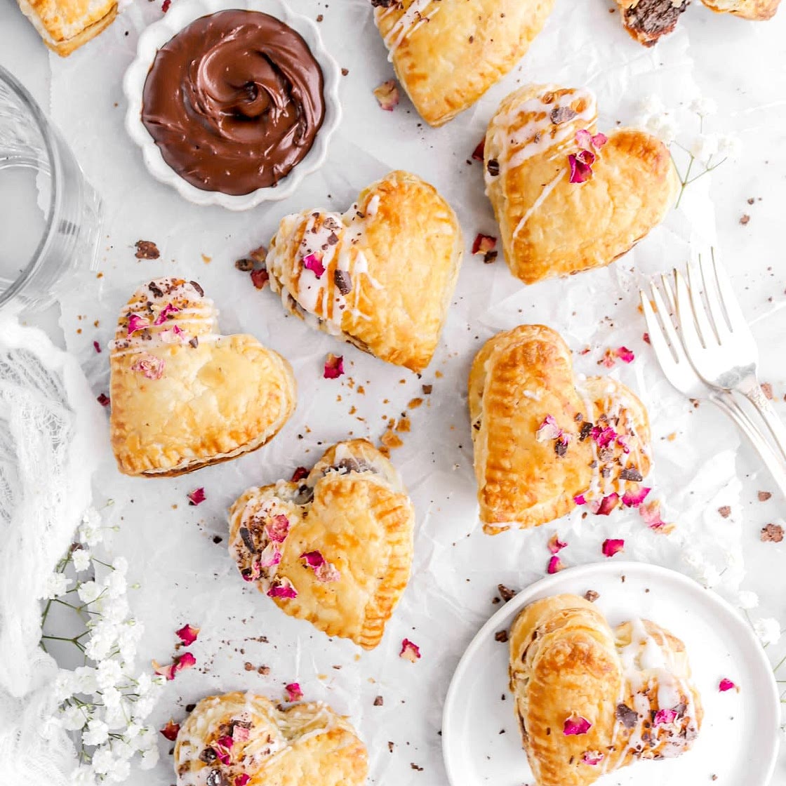 Chocolate Ganache Heart Shaped Puff Pastry Hand Pies