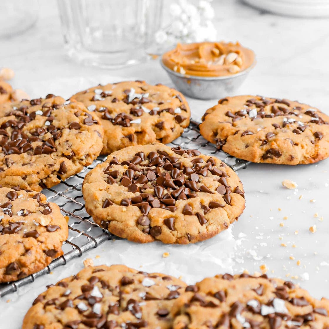 Soft & Chewy Bakery-Style Peanut Butter Chocolate Chip Cookies