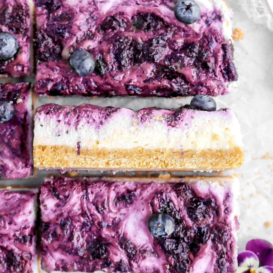 No Bake Lemon Blueberry Cheesecake Bars