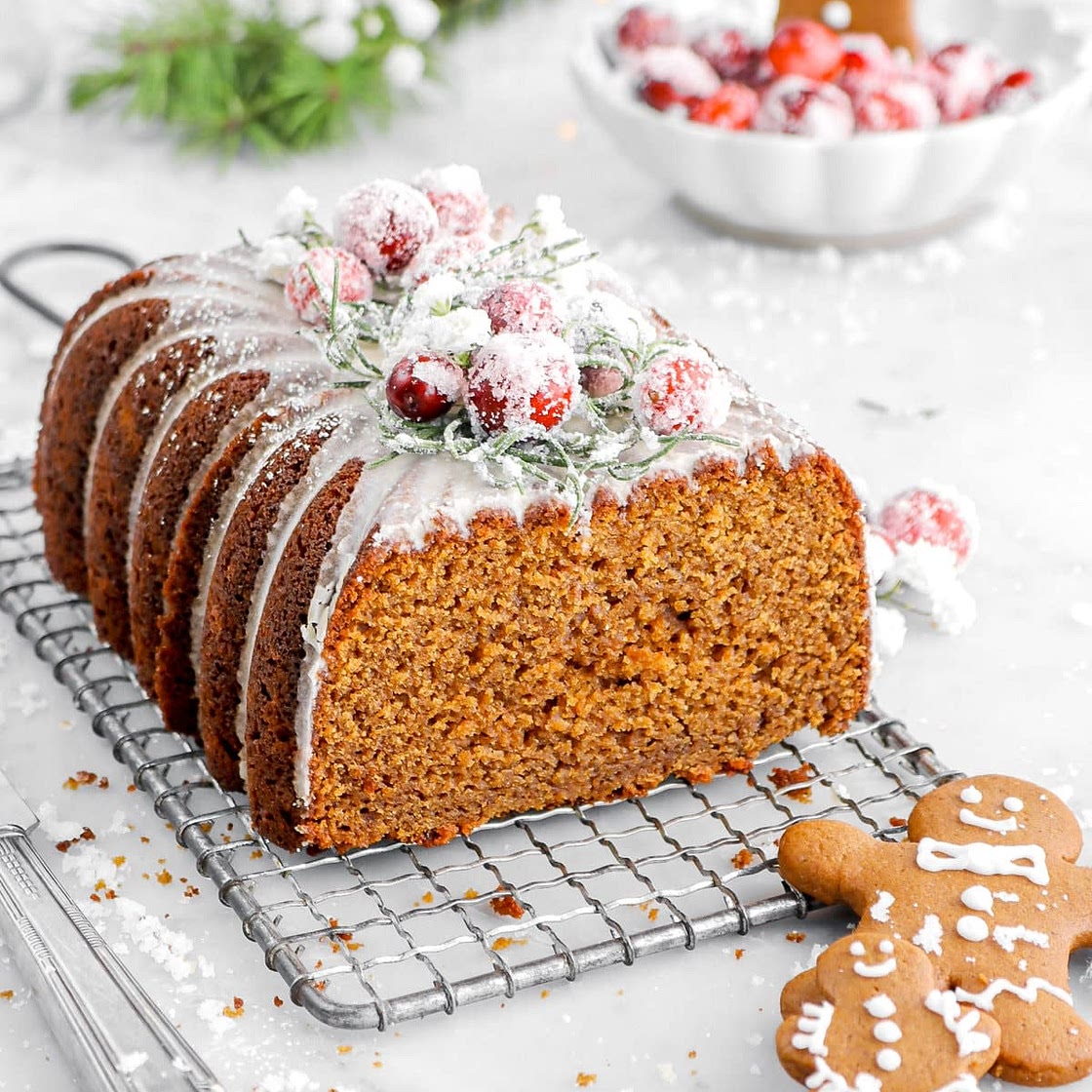 Old Fashioned Spiced Gingerbread Loaf Cake with Lemon Ginger Icing