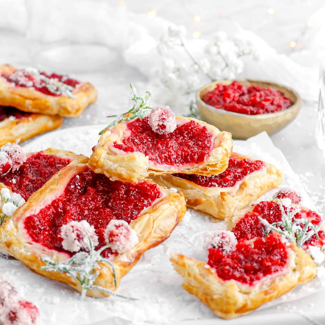 Cranberry Cream Cheese Puff Pastry Tarts