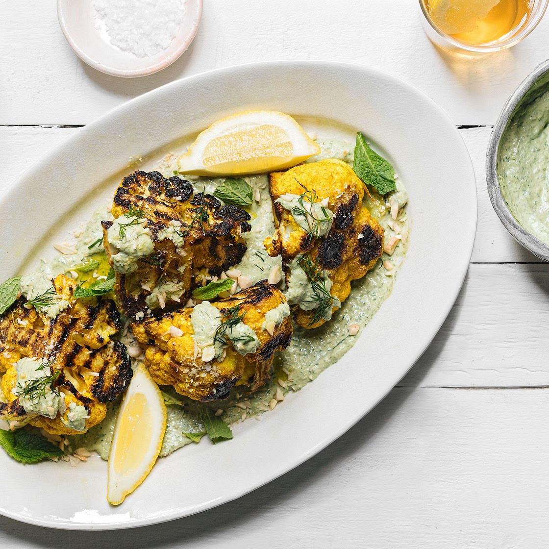 Grilled Cauliflower Wedges With Herb Tarator