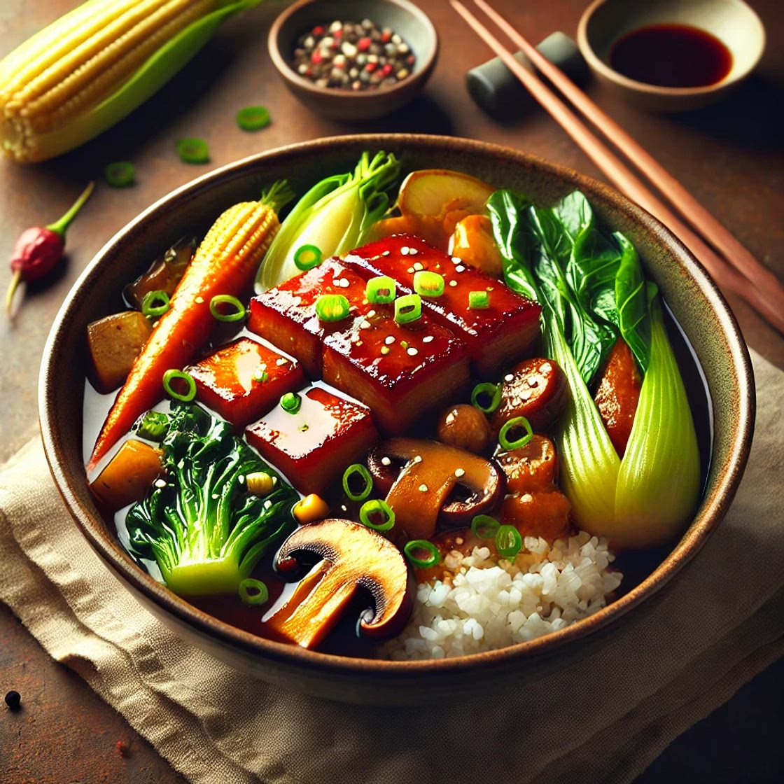 One-Pot Braised Pork Belly with Vegetables