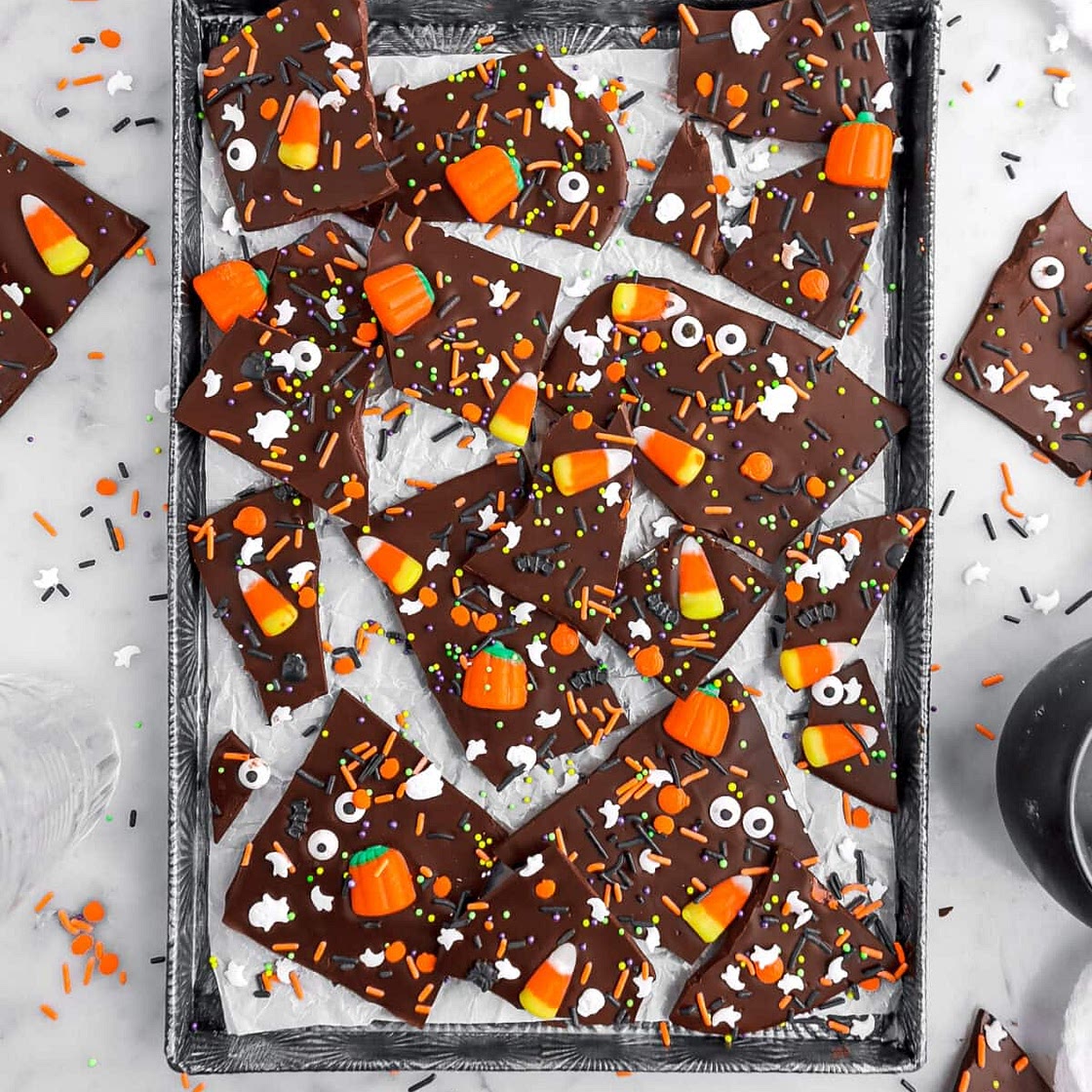 Spooky Halloween Dark Chocolate Candy Bark