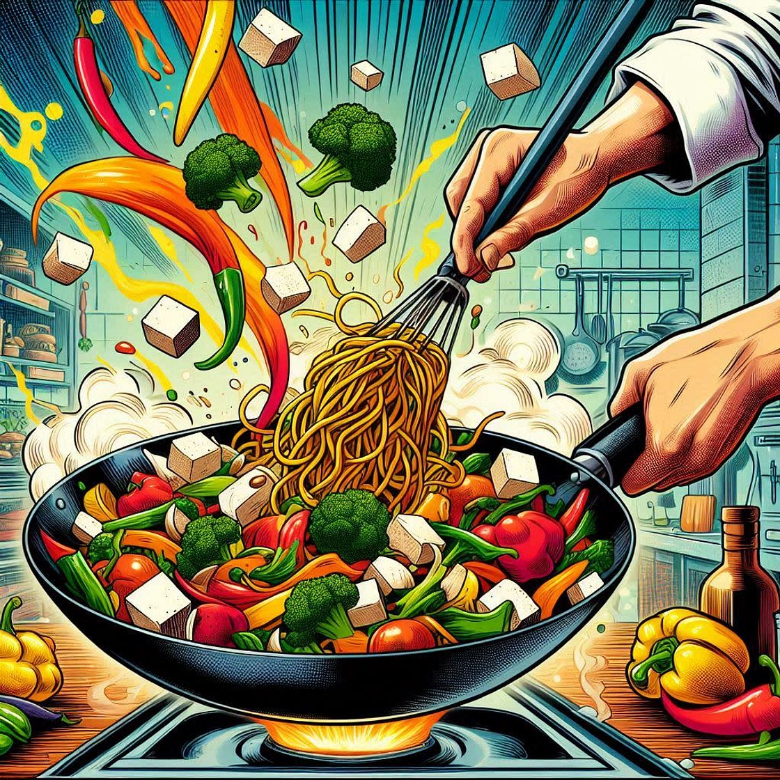 Vegetable and Tofu Stir-Fry with Noodles