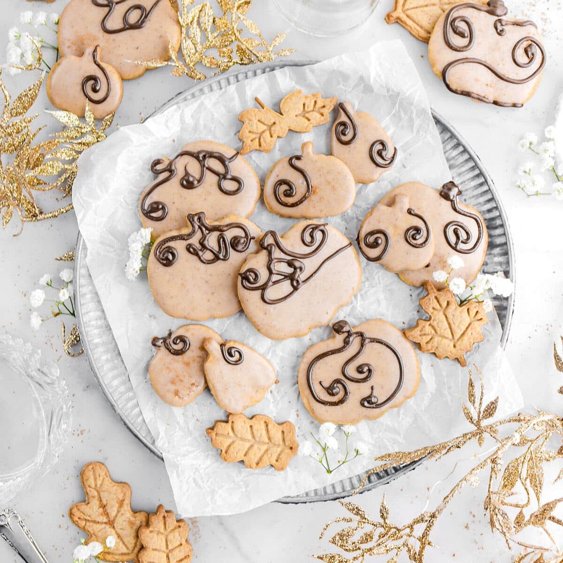 Pumpkin Spice Cutout Cookies with Spiced Maple Icing