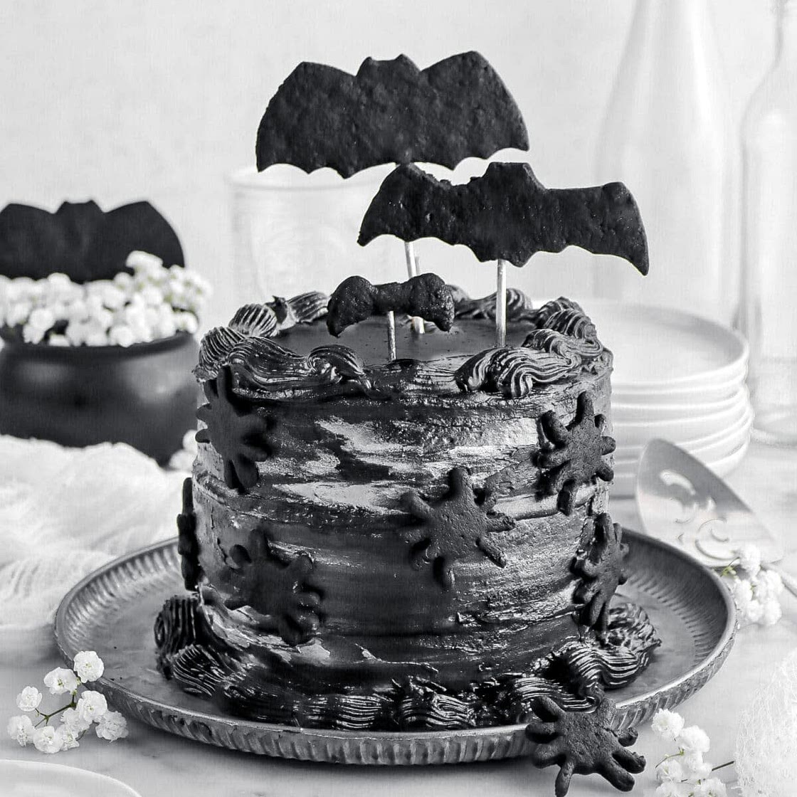 Spooky Black Velvet Halloween Cake