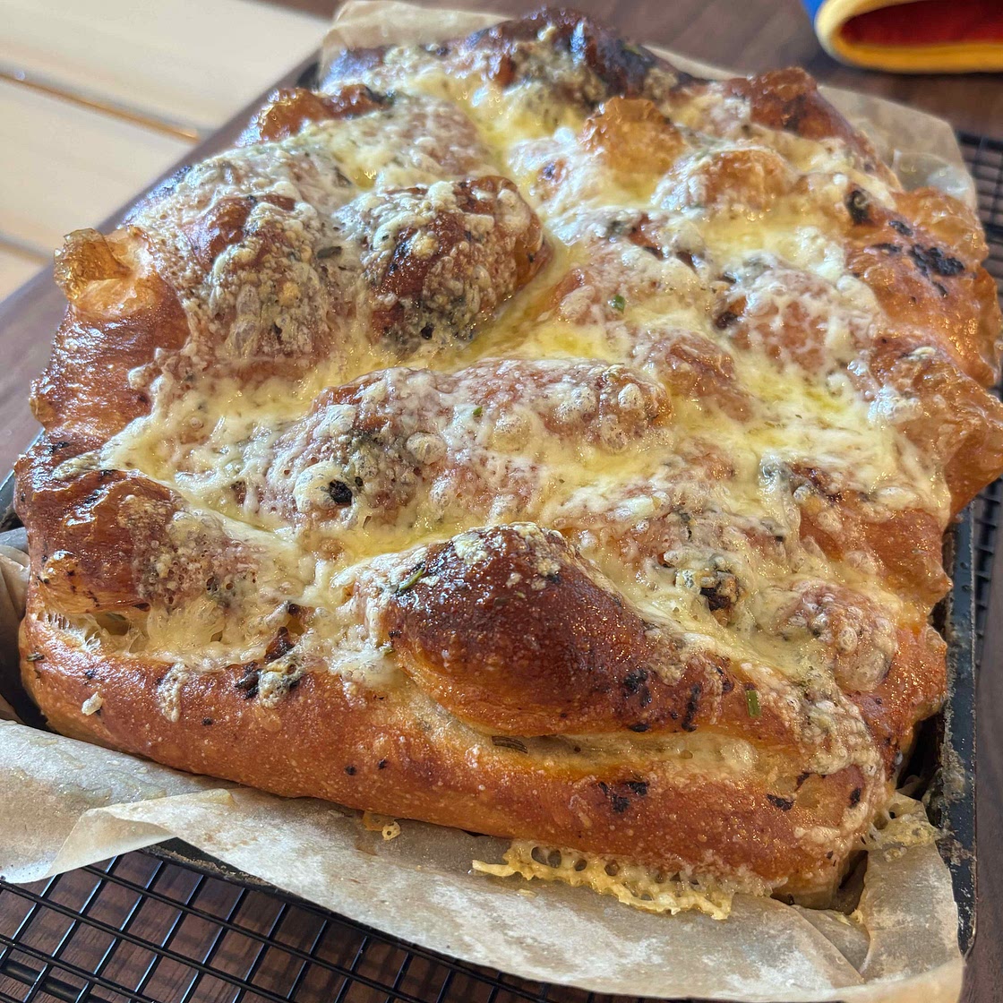 Garlic Butter + Cheese Stuffed Focaccia