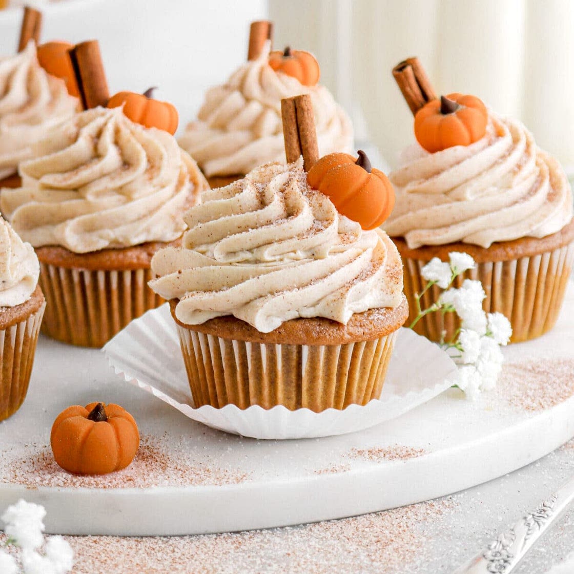 Pumpkin Cupcakes with Spiced Buttercream Frosting