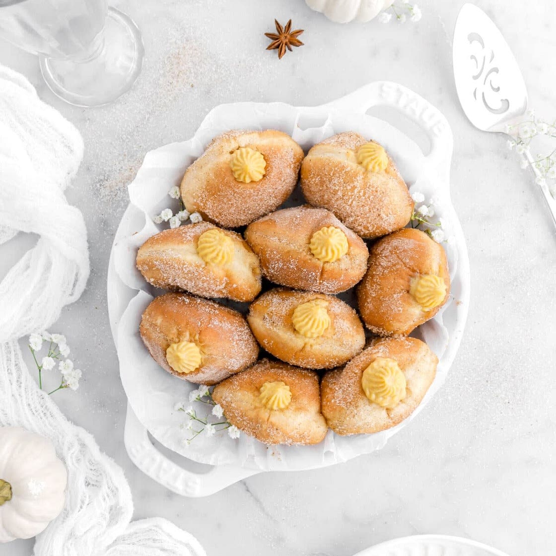 Pumpkin Spice Doughnuts with Pumpkin Custard