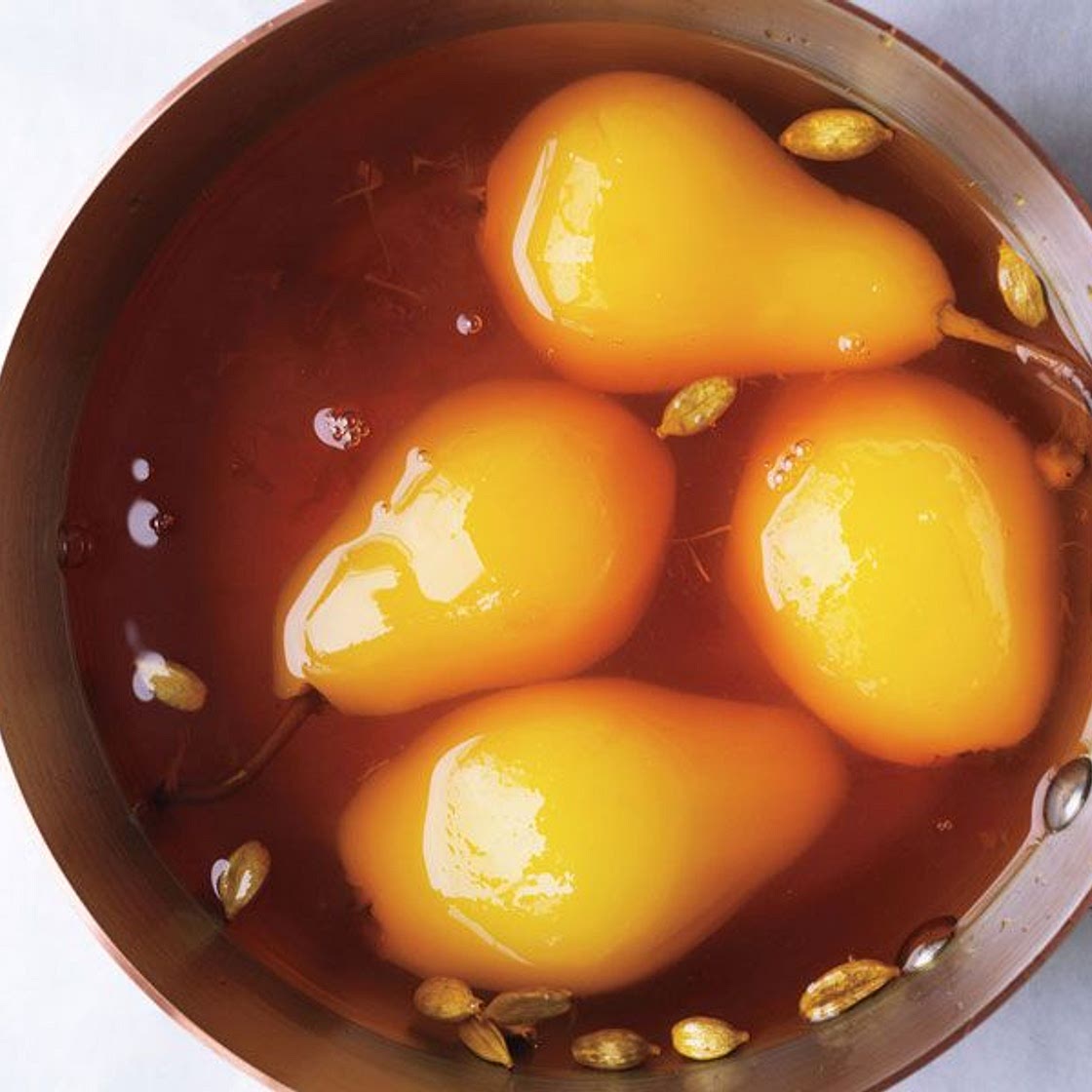 Poached Pears with Cardamom and Saffron