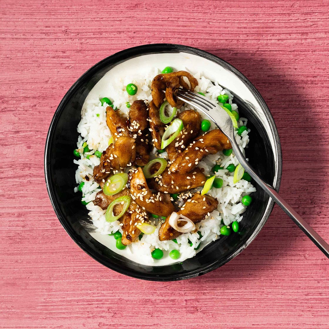 Chicken Teriyaki With Rice And Peas