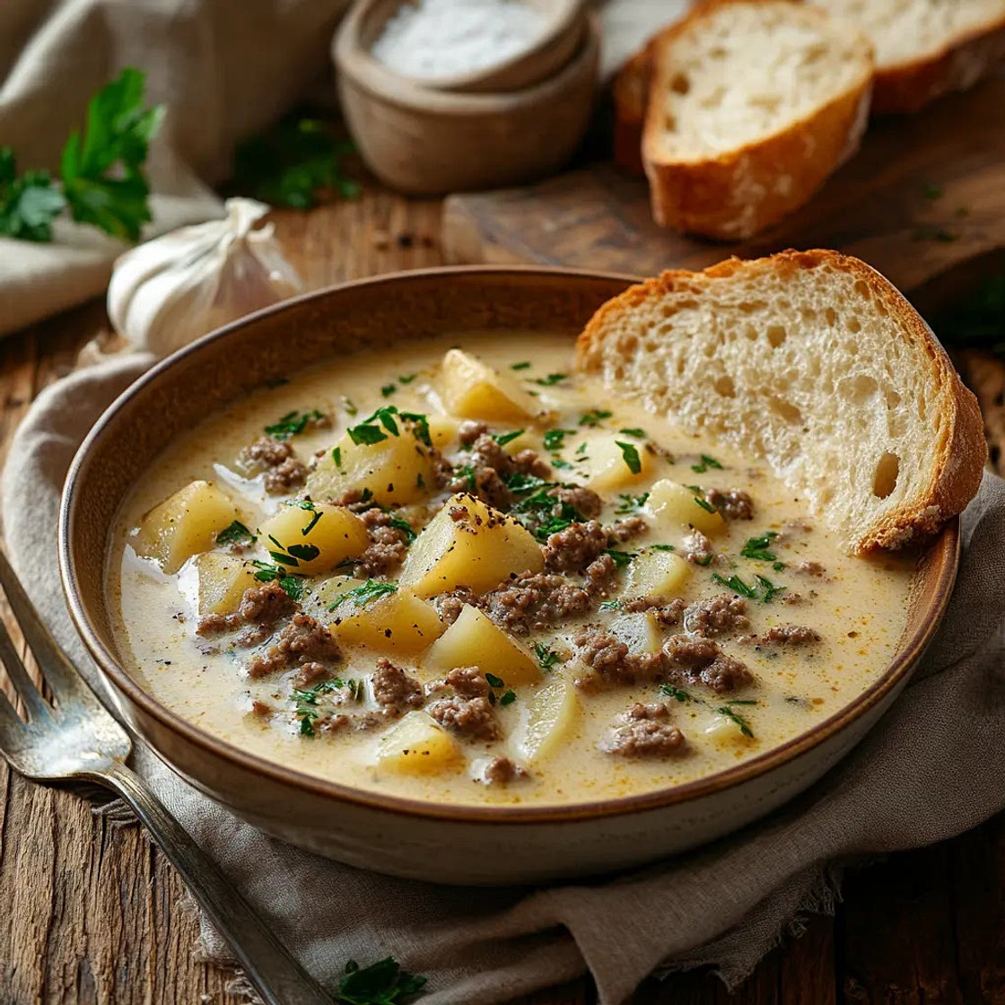 Crockpot Creamy Potato & Hamburger Soup: A Slow Cooker Delight