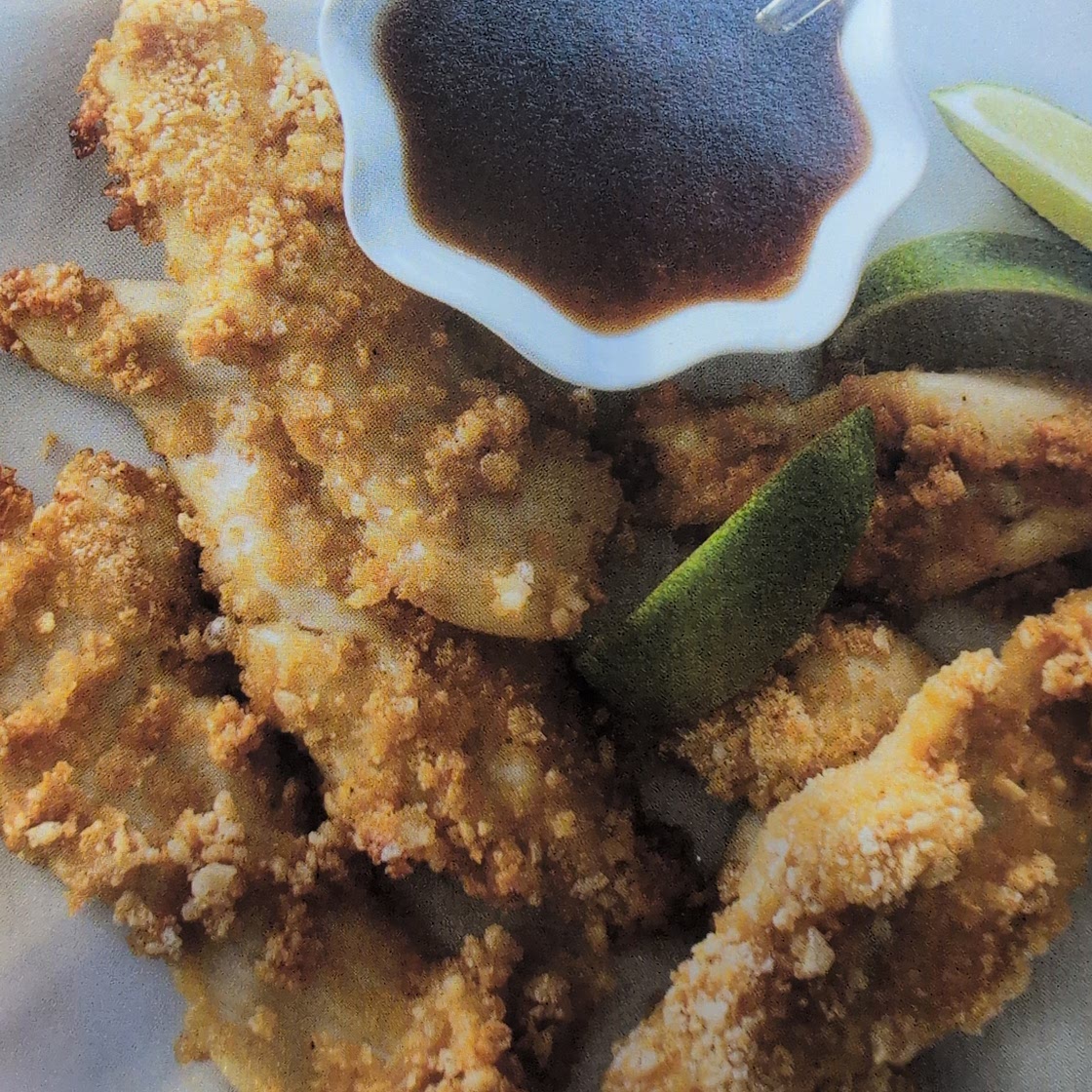 Crispy Coated Chicken Fingers With Apricot Lime Dipping Sauce: