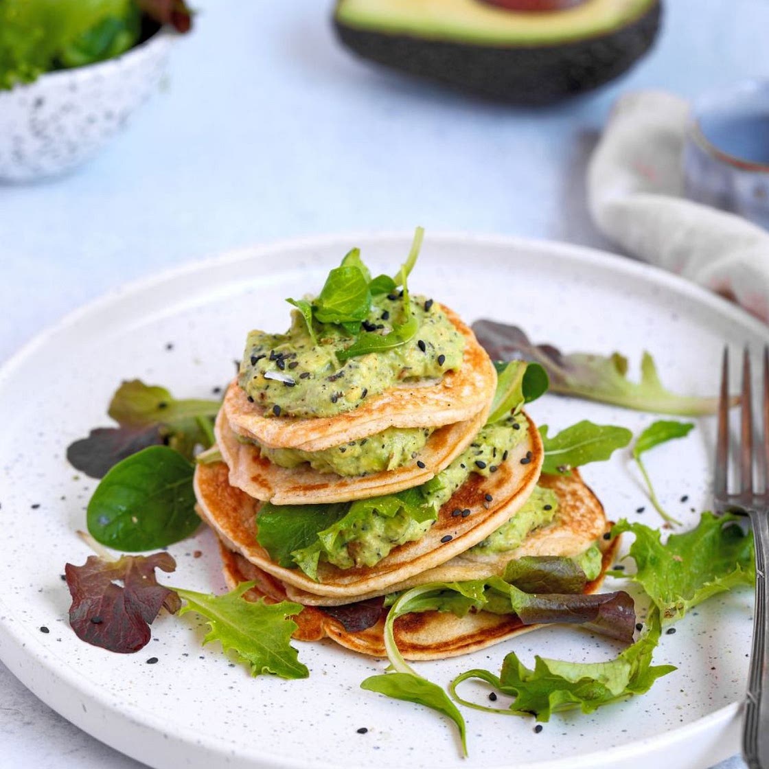 Savory Pancakes with Avocado Spread