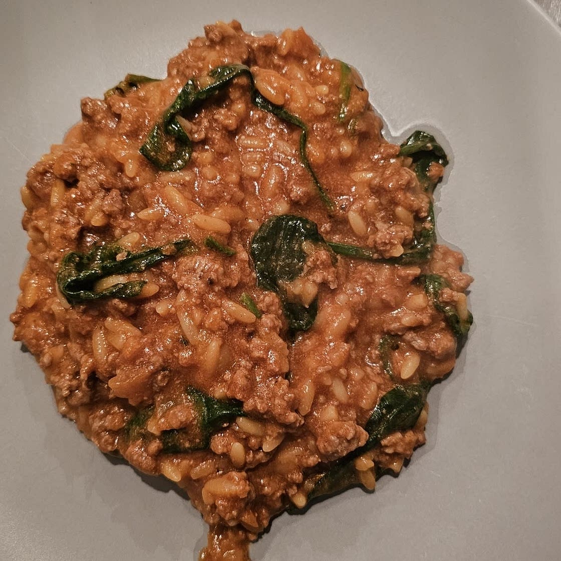 Ground Beef Orzo with Tomato Cream Sauce