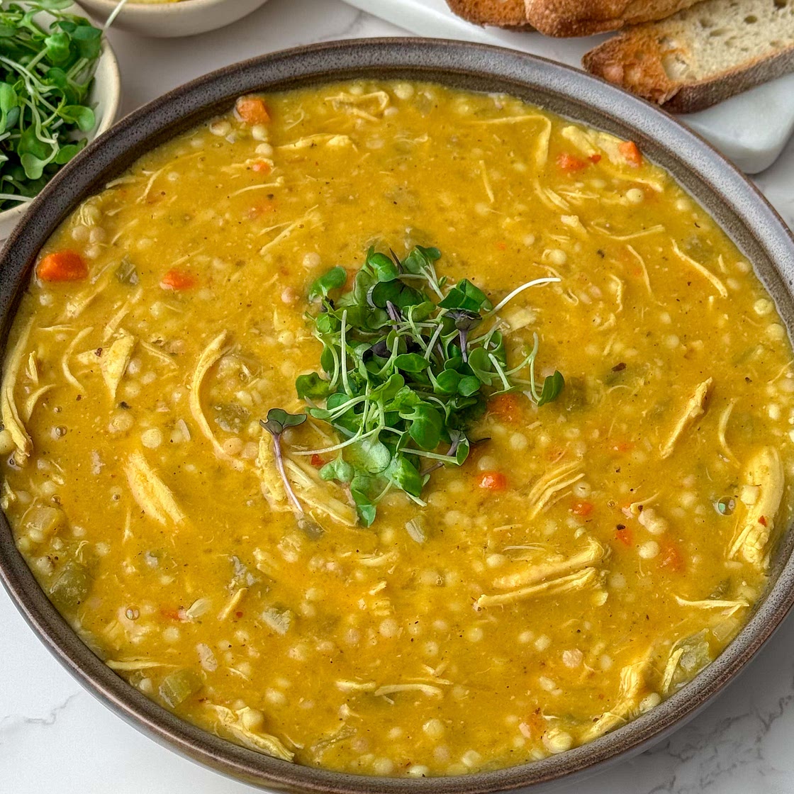 Chicken Lentil Soup with Couscous and Lots Of Veggies 