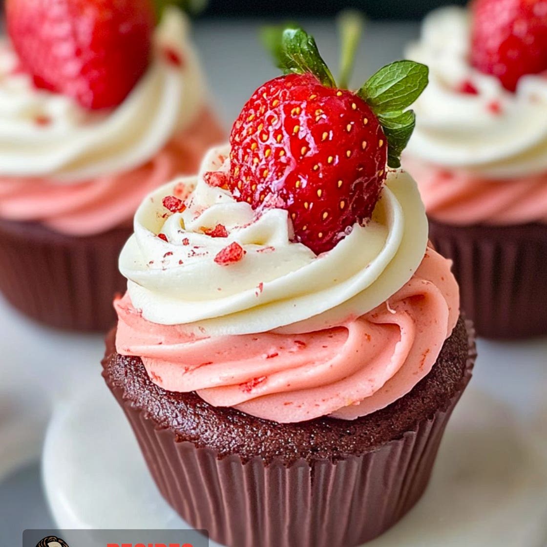Chocolate Covered Strawberry Cupcakes