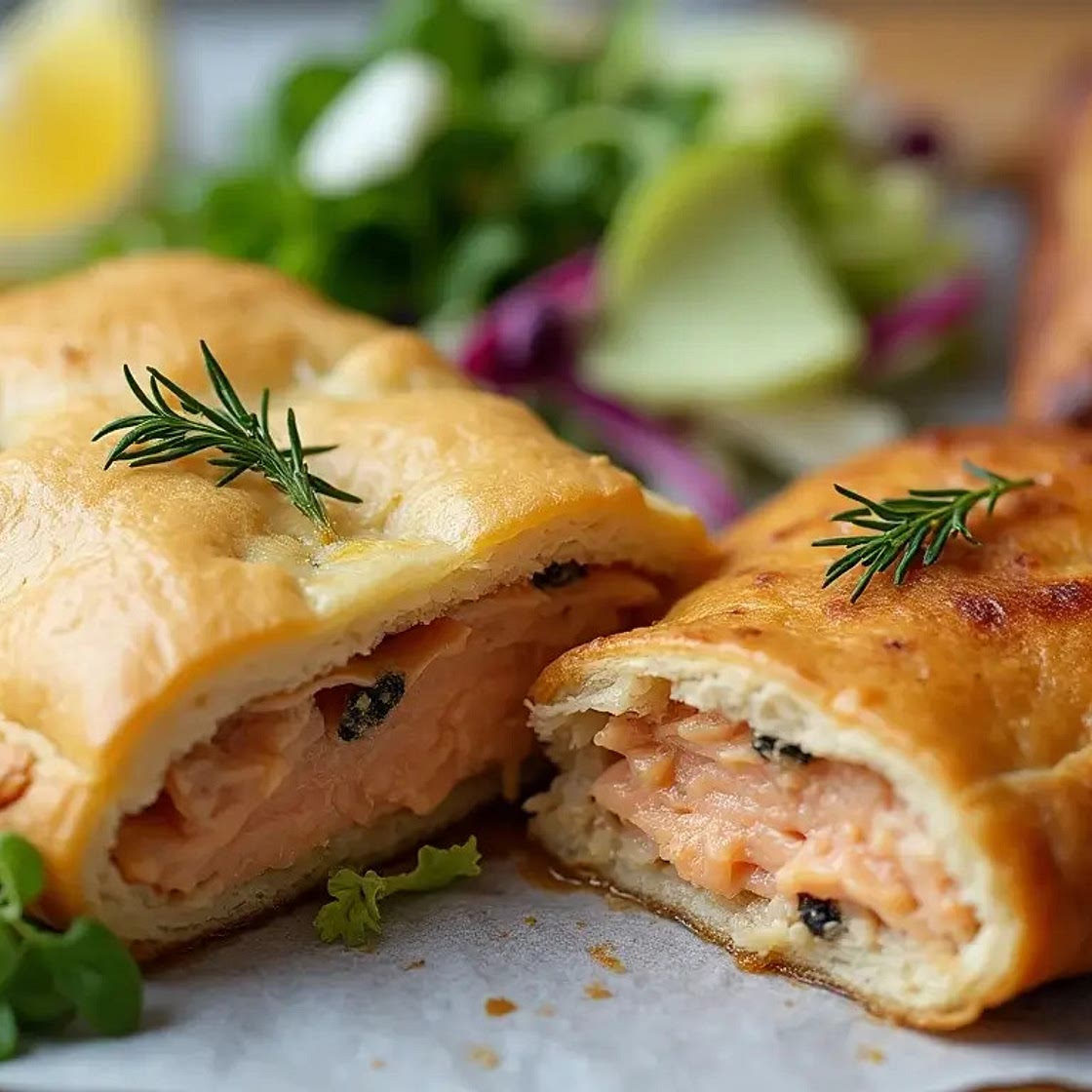 Salmon in Puff Pastry with Wild Rice