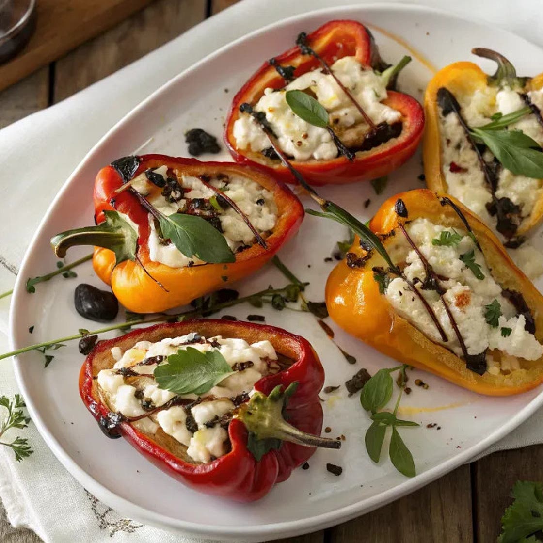 Sweet Peppers with Goat Cheese and Balsamic Vinegar