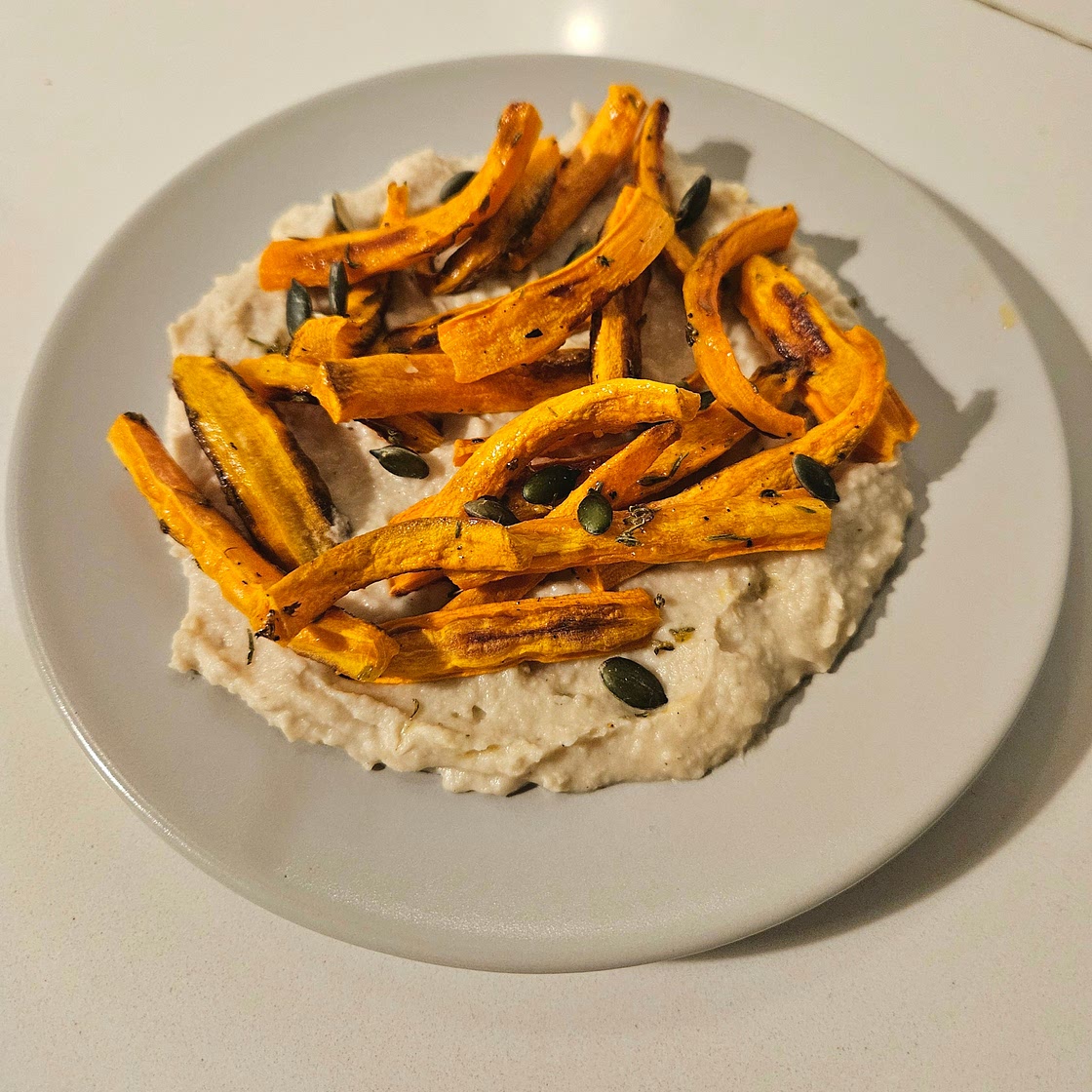 Carote Arrosto su Crema di Cannellini e Mandorle #Microonde #Microwave