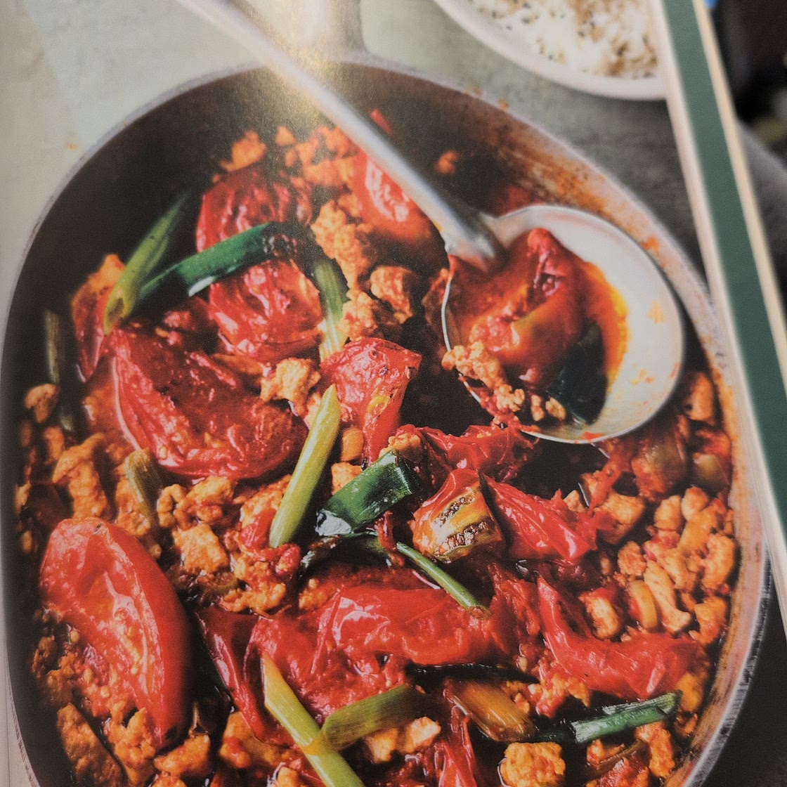 Tomato and tofu stir-fry with sesame rice