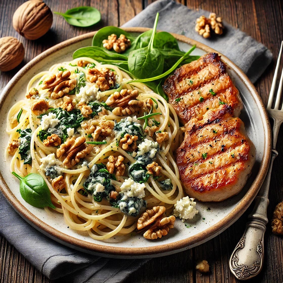 Spaghettis bleu et noix