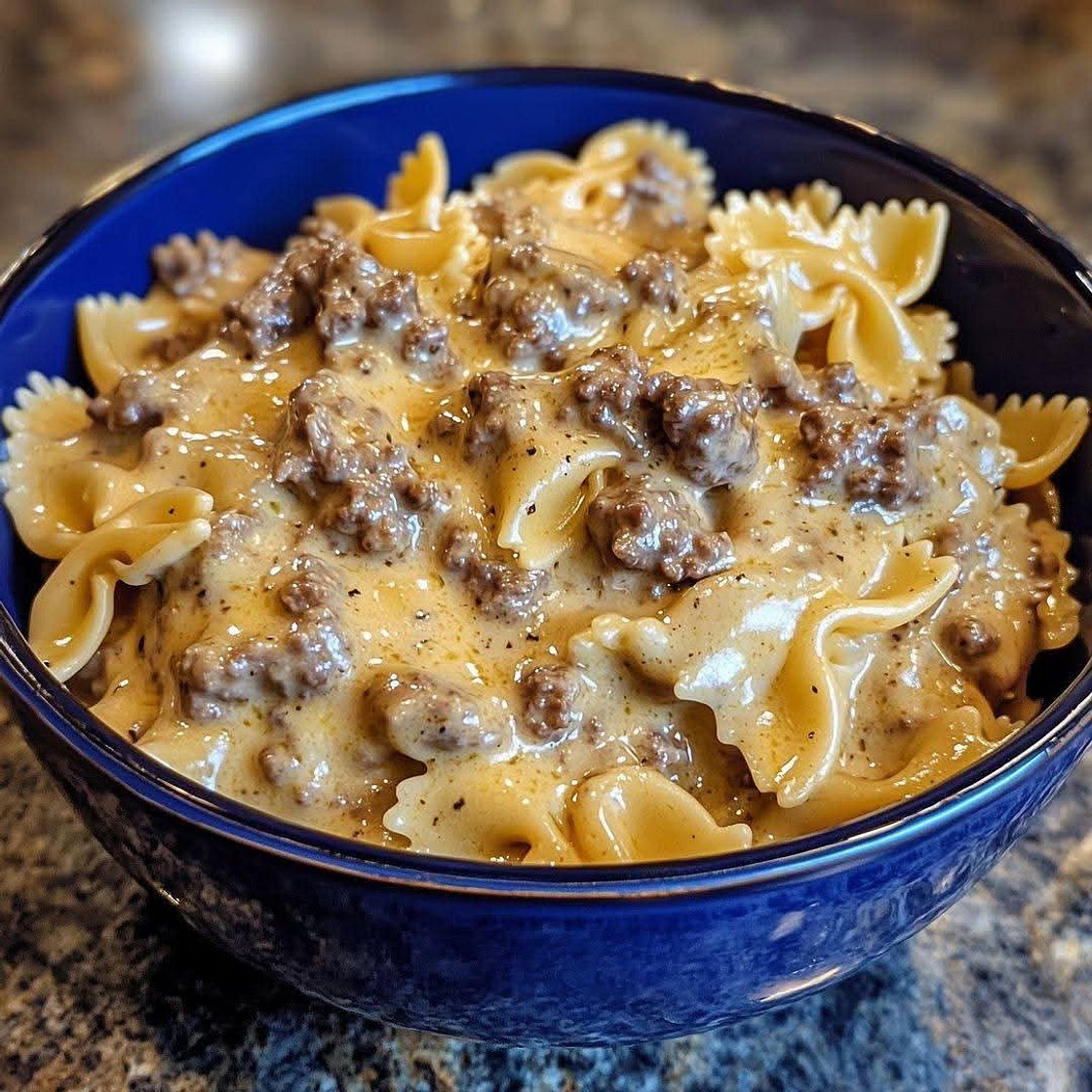 Creamy Beef and Bowtie Pasta
