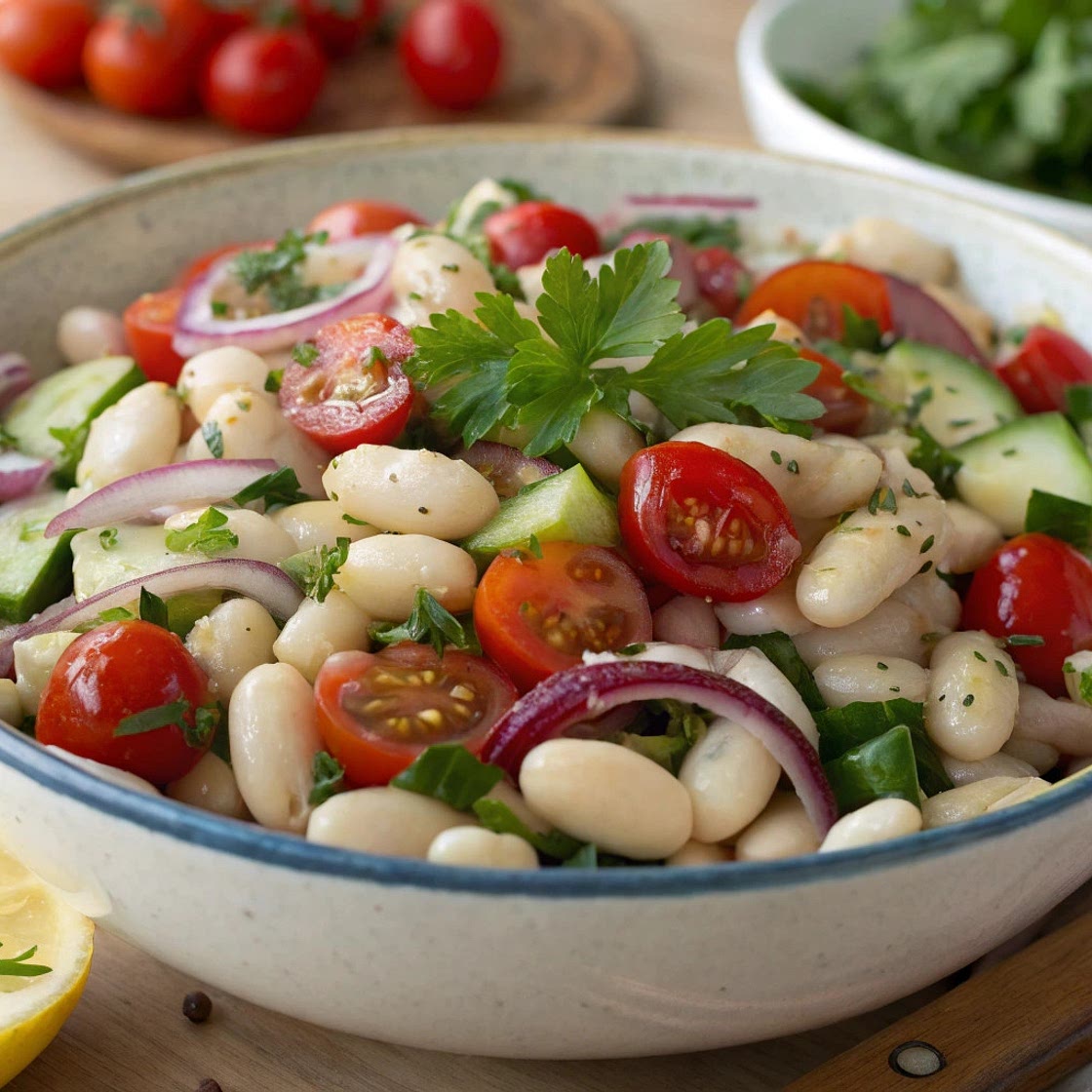 Delicious Mediterranean White Bean Salad Recipe - Diabetic recipes