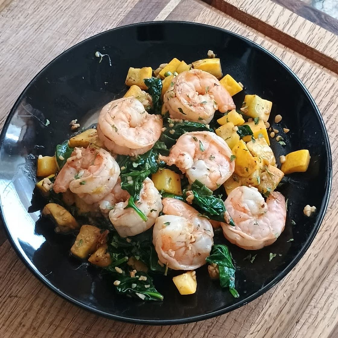 One-Pot Garlicky Shrimp & Spinach