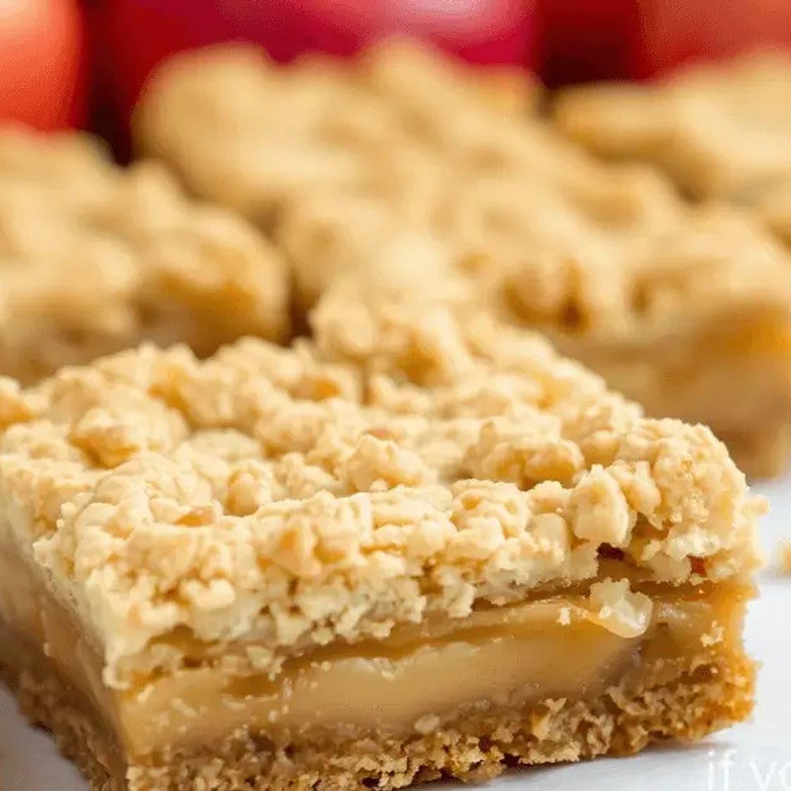 Apple Crisp Bars with Shortbread Crust and Crumble Topping