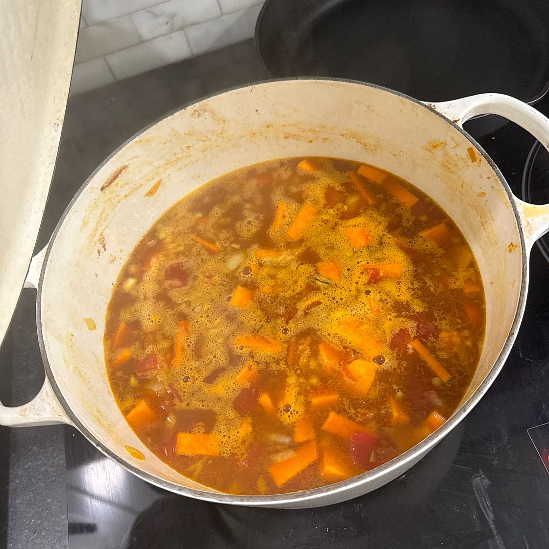 Moroccan Sweet Potato and Lentil Soup