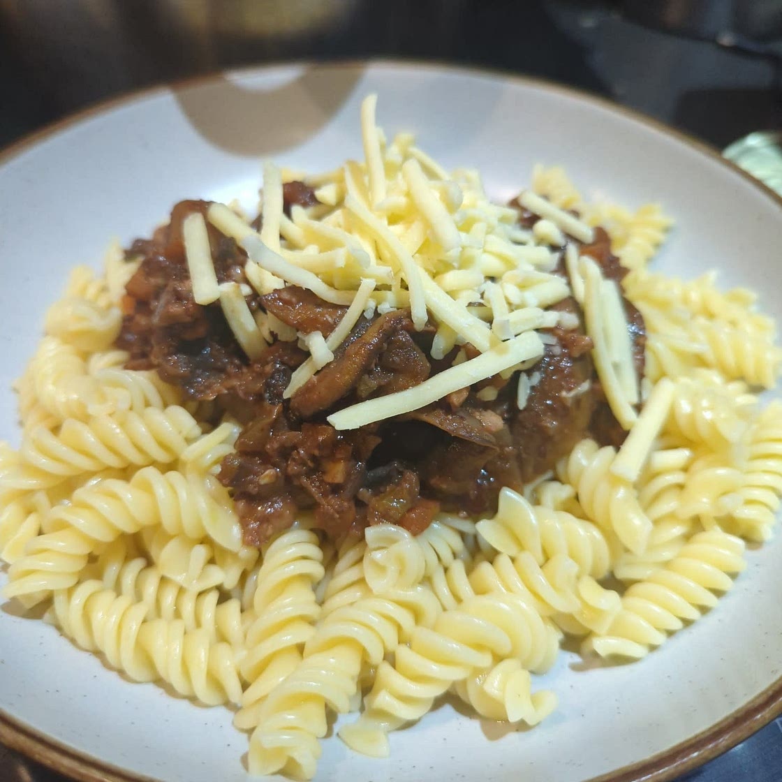 Hazelnut and mushroom ragu with pasta