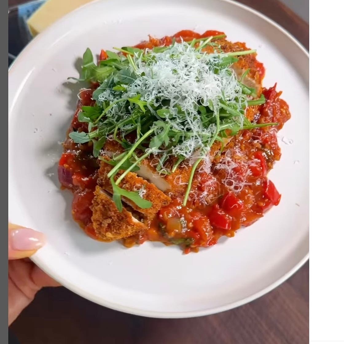 Crispy Baked Parmesan Chicken ‘parm’ with Cherry Tomato Sauce 
